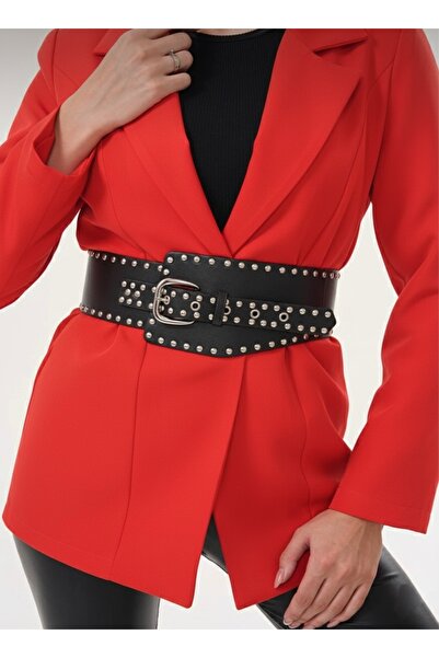 Mynoa Trok Detailed Waist Belt Corset Belt Women's Belt Cowboy Belt Studded Belt