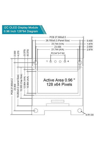 Generic OLED Module 128x64 Pixel 0.96 Inch I2C IIC Display Module 12864 SSD1306 (White) - 5 Pcs