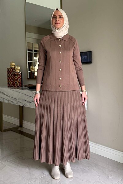 Rabia Şamlı Yonca Knitwear Set Milky Brown