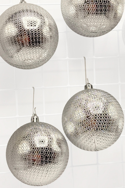 Waldern Χριστουγεννιάτικο στολίδι για χριστουγεννιάτικο δέντρο Ασημί 8 εκ. Φιγούρα Γυαλιστερή Σετ 6 Μπάλες Cici