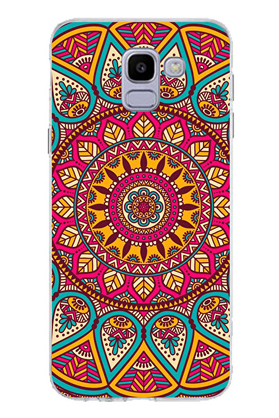 TechTree حافظة سيليكون متوافقة مع هاتف سامسونج جالاكسي J6 ماندالا مطبوع