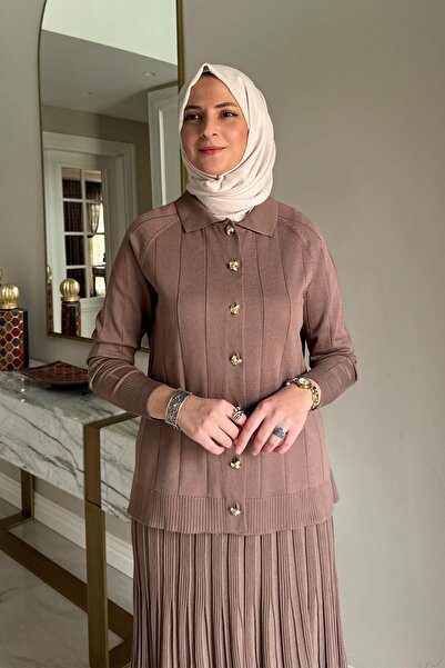 Rabia Şamlı Yonca Knitwear Set Milky Brown