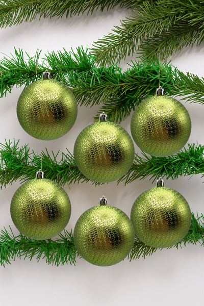 Waldern Χριστουγεννιάτικο στολίδι για χριστουγεννιάτικο δέντρο πράσινο 8 εκ. με φιγούρα γυαλιστερό σετ 6 τεμαχίων Cici Ball