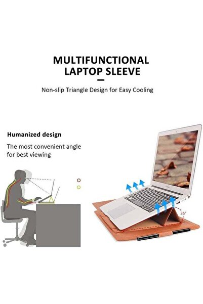 ROCK POW Laptop Sleeve Case (13/14-Inches) 3-in-1 Stand & Mouse Pad, Brown
