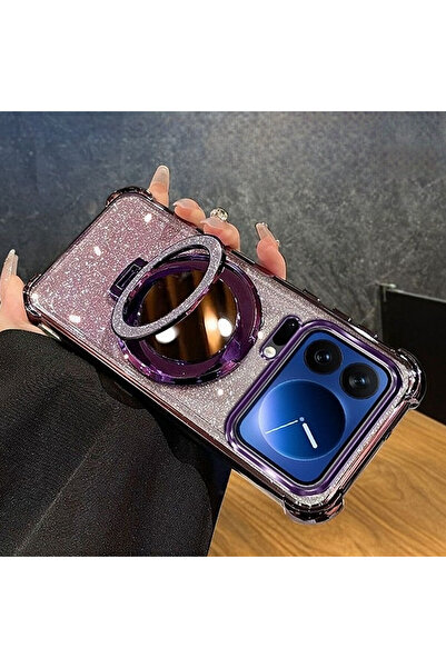 Generic Magnetic Glitter Case for Xiaomi 17 Pro Max，Sparkly Stand，Makeup Mirror，Gradient Shockproof Cover