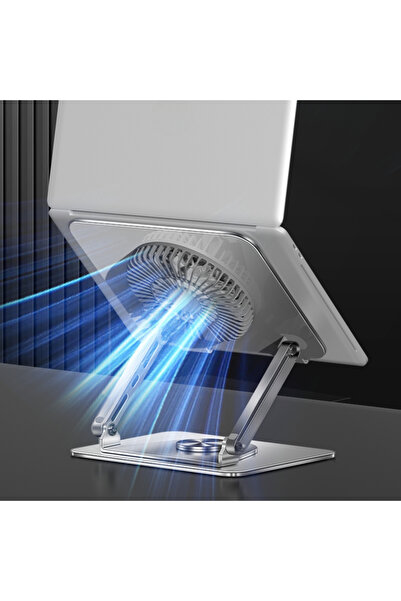 Mcstorey Laptop Stand 360 Degree Rotating Aluminum Cooling Adjustable Gaming Notebook Stand with Magnetic Fan