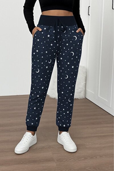 EyesOf Women's High Waist Lace-Up Patterned Two Thread Pants