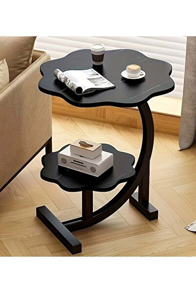 Generic طاولة جانبية مزدوجة على شكل حرف C، طاولة قهوة على شكل زهرة، طاولة على شكل حرف C للأريكة، طاولة جانبية للقهوة