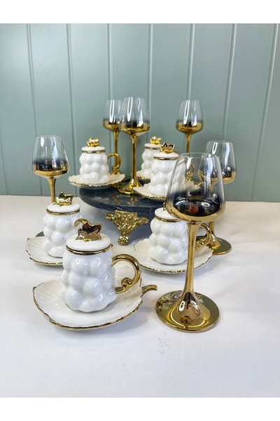 dunyazuccaciye 18 Parça 6 Kişilik Kahve Sunum Seti