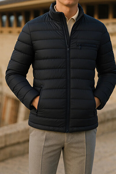 comstar Ανδρικό χειμερινό παλτό Comfort Trend Casual Navy Blue Puffer