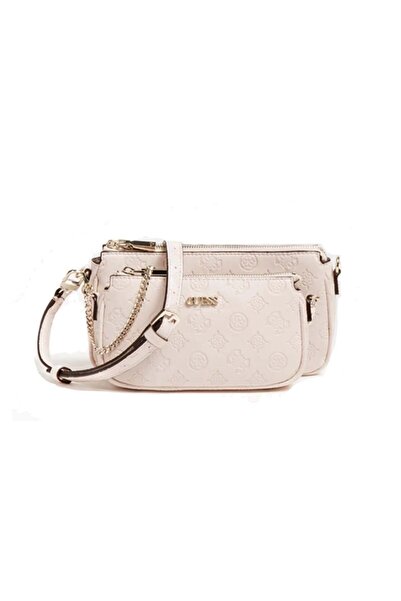Guess Dayane, Dublă, Geantă crossbody din material textil, Roșu-aprins, 24 x ...