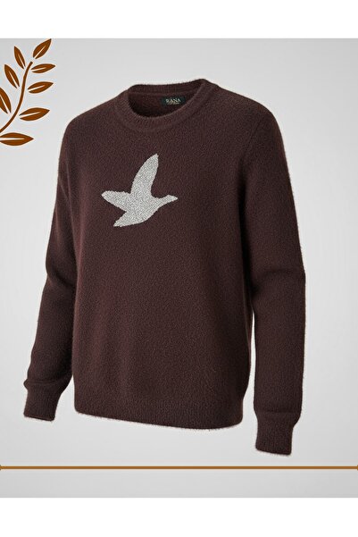 AYDENIZ Fly High Series Feathered Sweatshirt-Like Embroidered Sweater