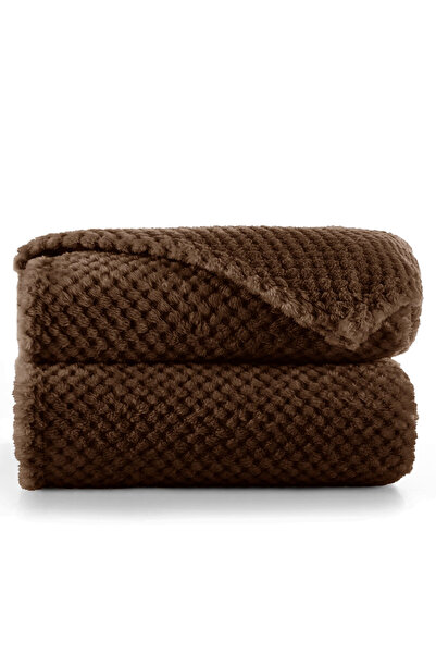 Deco King Patura in stil modern cu model jacquard in relief, Henry, 240 g/m2, 220x240 cm, maro