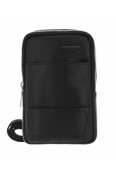 PIQUADRO Obidos, Geantă crossbody din piele, Neagră, Pentru bărbați