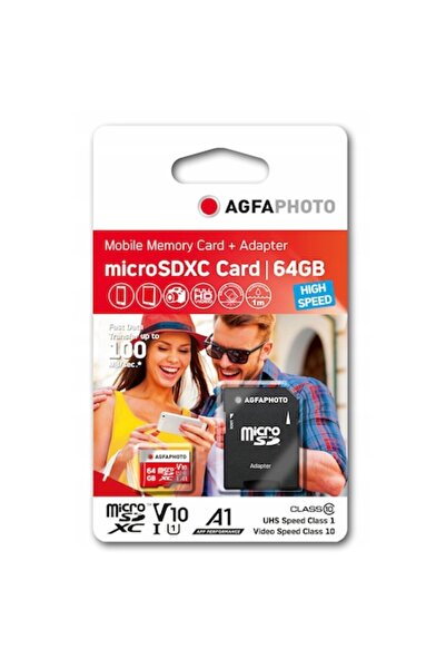 AgfaPhoto MicroSDXC 64GB 100MB/s U1 V10 with SD adapter