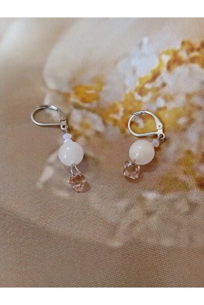 OEM Rose Quartz and Swarovski Earrings 3 cm