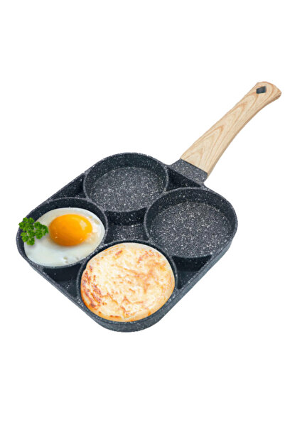 O.M.D Non-stick pan with 4 compartments and wooden handle