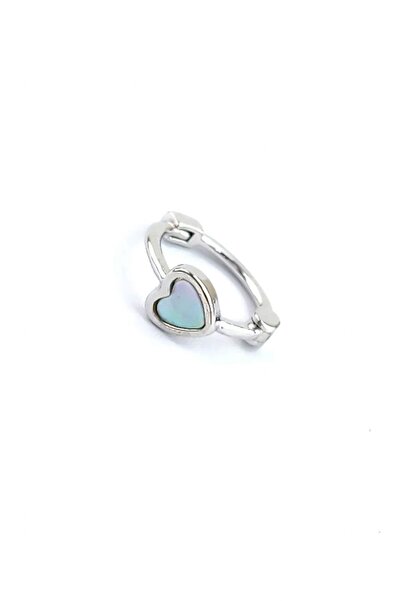 OSESHOP Taş Detaylı 925Ayar Gümüş Kalp Figürlü Tragus Kıkırdak Halka Piercing