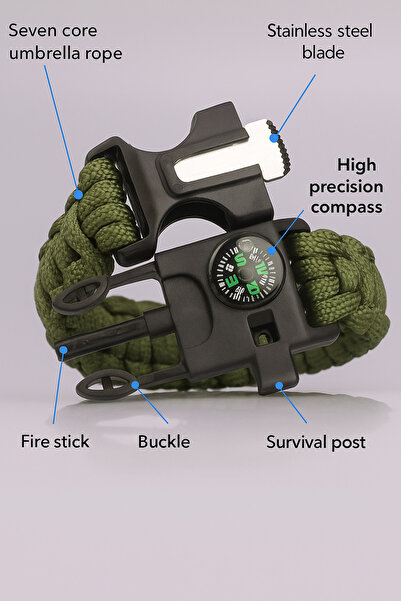 Z&T ACCESORIES سوار باراكورد للتخييم والبقاء على قيد الحياة بـ 6 وظائف - بوصل...