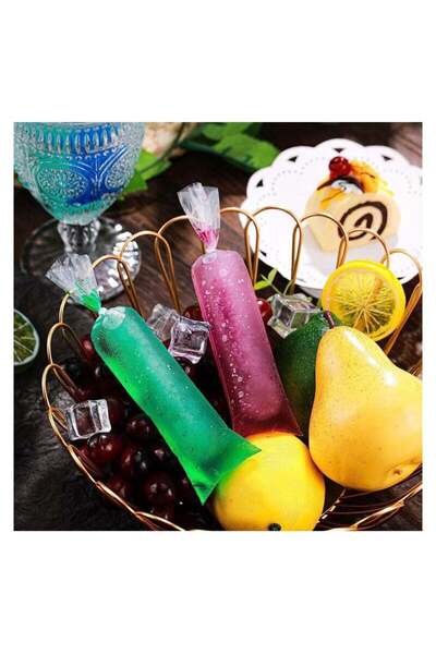 Generic 200 Pieces Kids Ice Lolly Bags Disposable Ice Cream Bags with Silicone Foldable Funnel