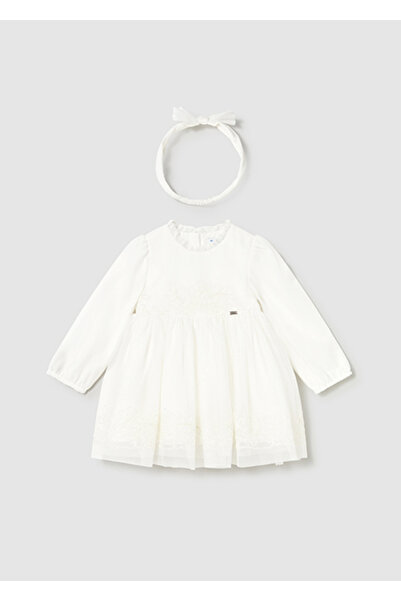 MAYORAL Ekru Kız Bebek Saç Bandı Elbise Takım 2902