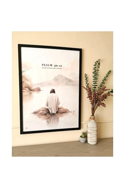 OEM Χριστιανική Ζωγραφική με Μήνυμα Ψαλμός 46:10, 73 x 53 εκ. - Μαύρο