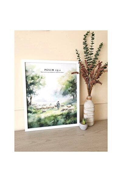 OEM Pictură cu mesaj creștin Psalmul 53:1 53cm x 43cm Alb