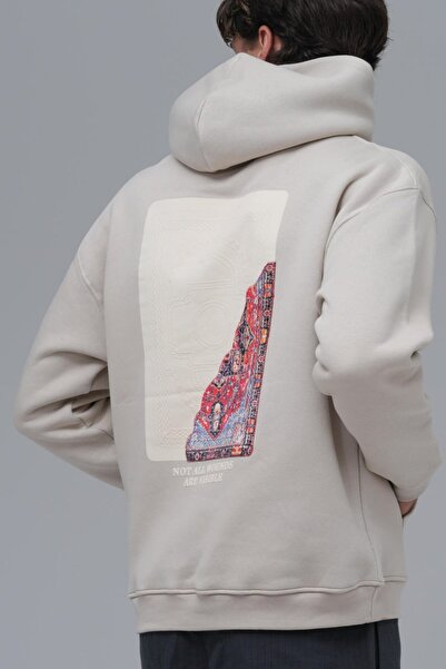 fame-stoned Not All Wounds Are Visible Printed , Embroidered Unisex 100% Cotton Hooded Ecru Sweatshirt