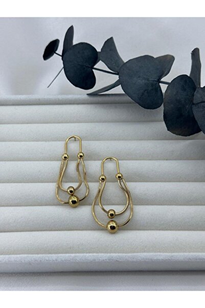 Tudivanyu Aksesuar 316L Stainless Steel Tarnish Free Snake Chain Bead Women Earrings