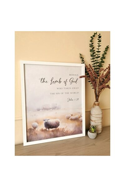 OEM Χριστιανικό Μήνυμα Πίνακας Ιωάννης 1:29 53εκ x 43εκ Λευκό