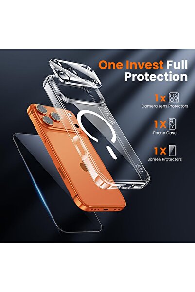 NEONI 3-in-1 iPhone 17 Pro Case Clear (6.3") with Screen & Camera Lens Protectors