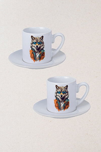 Ormira Konsept طقم فناجين قهوة تركية من شركة دوبل جاكيت وولف بي مطبوع