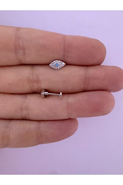 Arescollection 1 ADET ZİRKON TAŞLI NAZAR GÖZ TRAGUS HELİX LOBE UYUMLU PİERCİN...