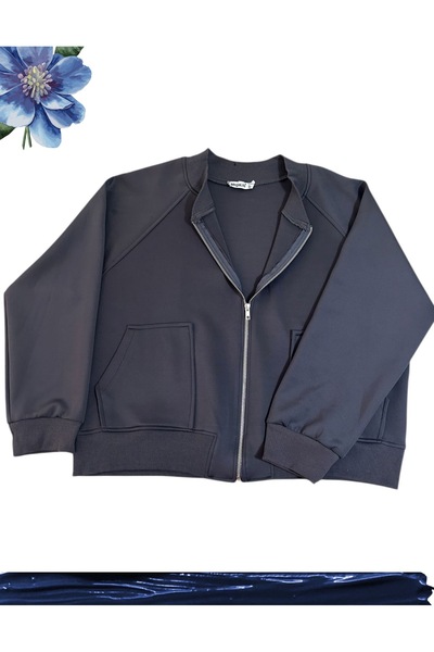 MegaLifeVision Raglan Sleeve Ribbed Sports Zippered Sweat Jacket