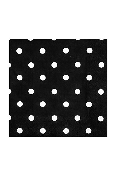 Story 33X33 cm White Polka Dot Patterned 2-Ply 20-Piece Square Black Colored Paper Napkins