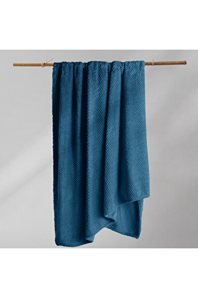 Deco King Modern style blanket with embossed jacquard pattern, Henry, 240 g/m2, 220x240 cm, blue