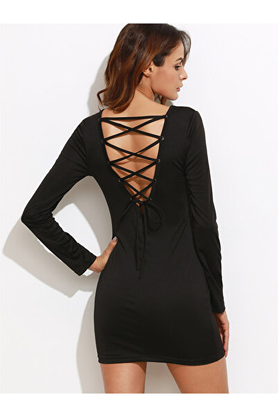 Mulvix Β 101321   Μίνι μακρυμάνικο φόρεμα με χαμηλή πλάτη