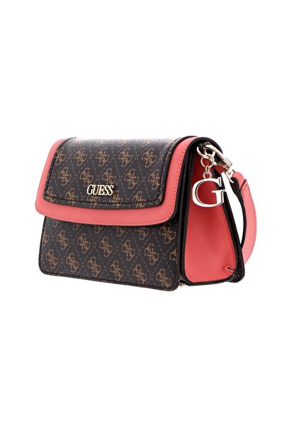 Guess , Camy, Synthetic Leather, 4G Logo, Textile Crossbody Bag, Coral/Brown,...