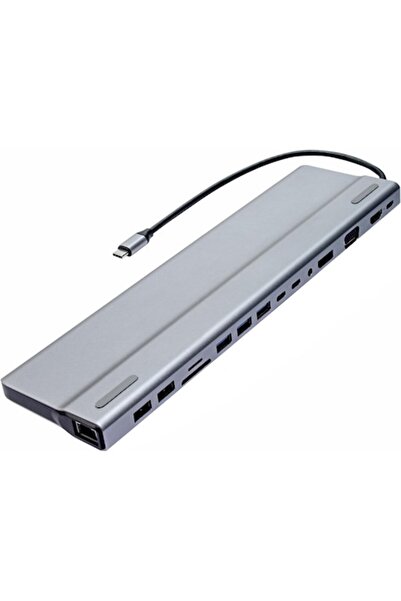 Tczone Stație de andocare 15-în-1 USB-C 3.1 cu HDMI, DisplayPort, VGA, Ethernet și cititor MicroSD
