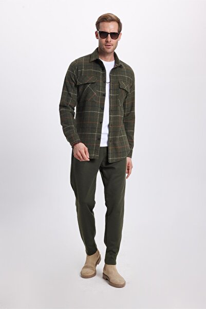 Tudors Men's regular fit classic cut dark khaki jogger pants with elastic waist and lace-up