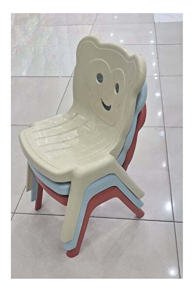 Kenda Children's Plastic Chair Set of Four Pieces - Beige, Red, Green, White