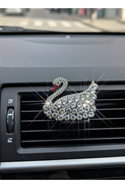 Çiçek Antalya Luxury Stone Crown Appearance Car Interior Air Conditioning Grille Ornament / Auto Brooch / Silver Shine