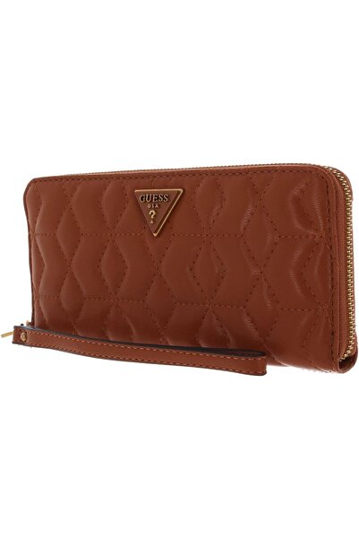 Guess Guess, Elenia, Textile Wallet, SLG Large Zip, Cognac, For Women