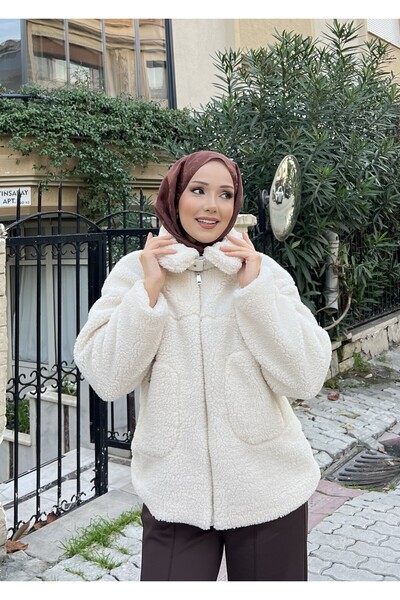 RİELLA İç Astarlı Fermuarlı Peluş Mont