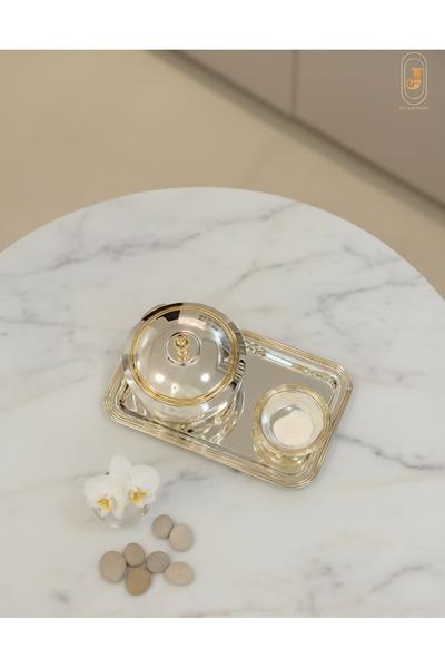 aljahwari Date serving set, two colors, nickel finish, medium size 13cm