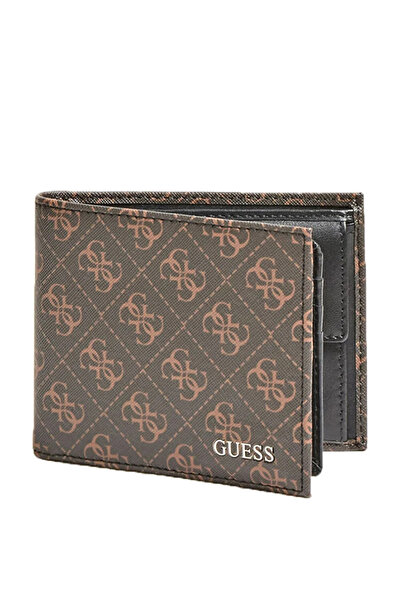 Guess , Vezzola, Textile Wallet, Billfold, w/sf w/cp, Brown Logo, For Men