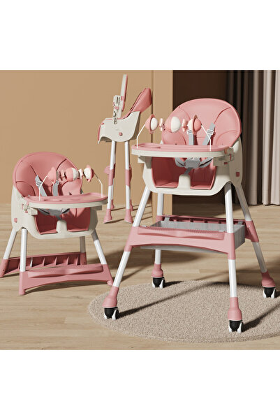 FULLJOY Adjustable high chair for children, 7-in-1, with wheels, toys, storag...