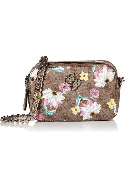 Guess Noelle, Compartimente duble cu fermoar, Geantă crossbody din material t...