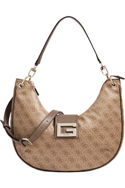 Guess , Brightside, Polyurethane, Textile Bag, Hobo Latte, For Women