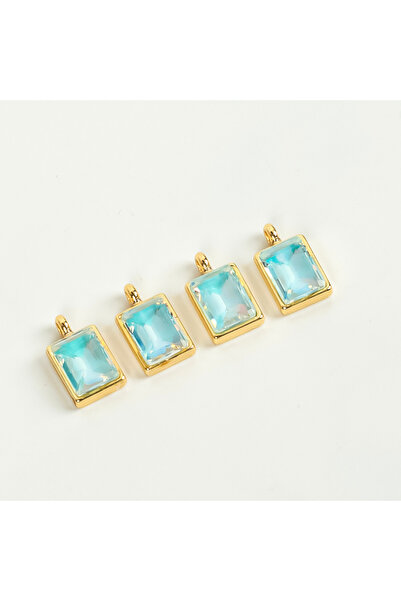 yfhobi 1 Adet - 12 mm Baget Desenli Taşlı Uç, Charm Uç, Altın Kaplama 1.Kalit...